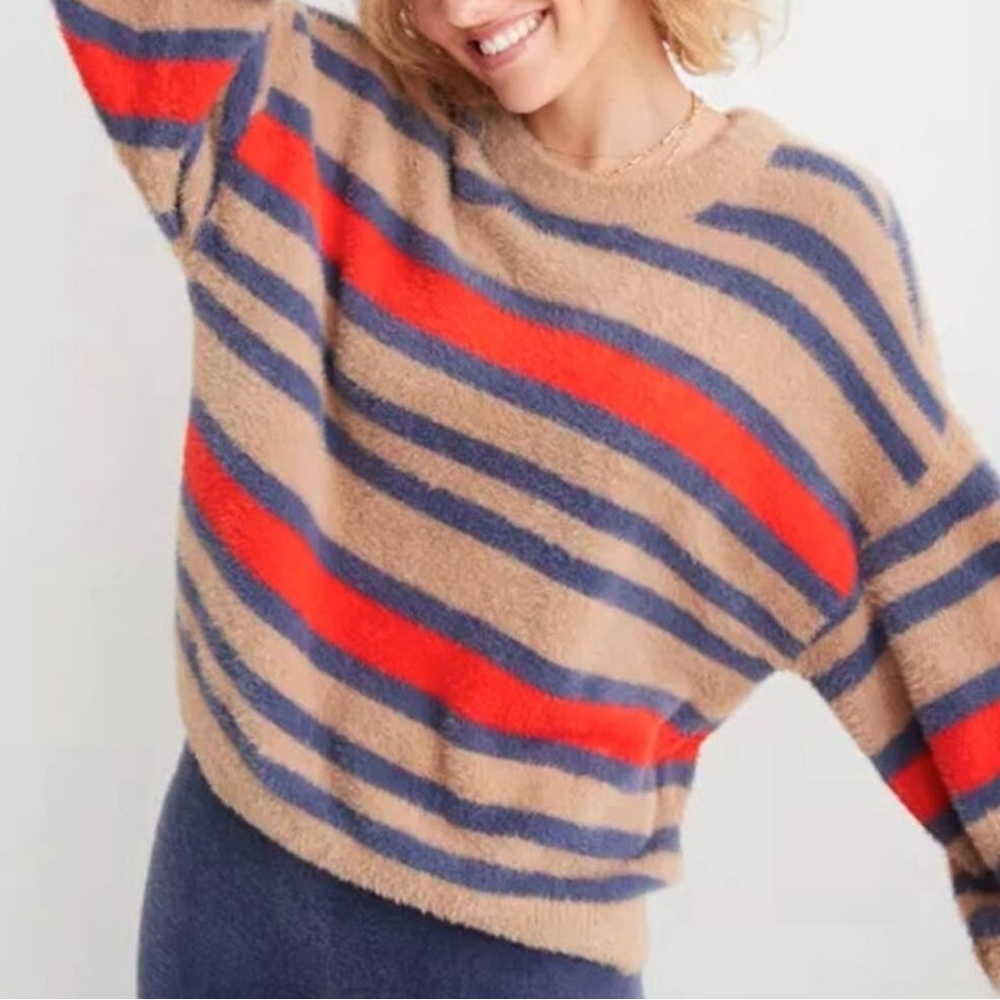 Aerie Striped Fuzzy Sweater Size Small - Picture 1 of 4